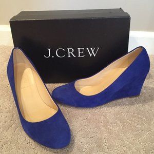 J.Crew Blue Martina Suede Wedges Size 8.5